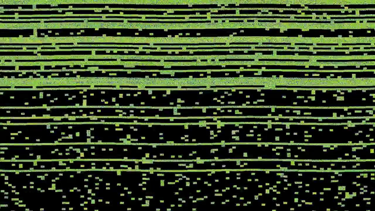 Effetto glitch digitale con linee orizzontali verdi e rumore