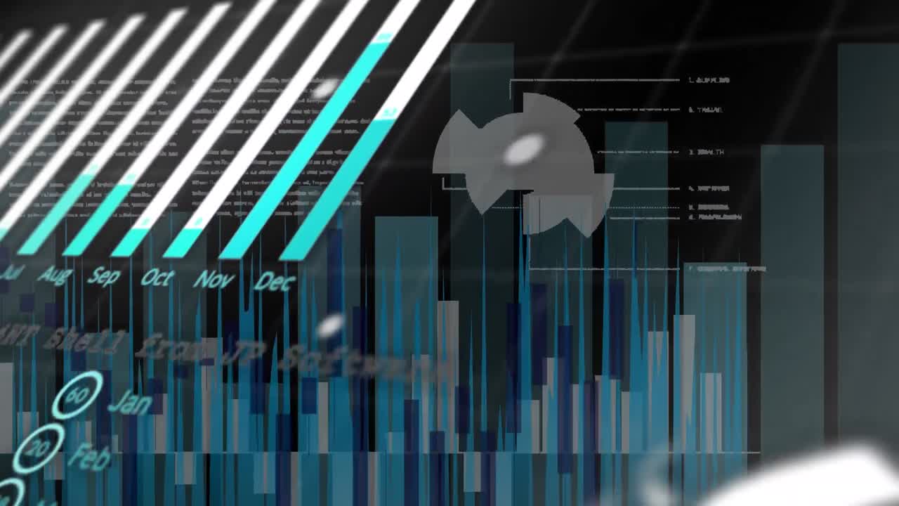 Animation of data processing over black background