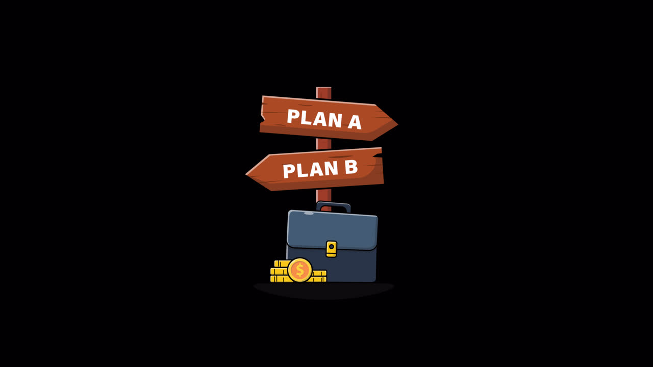 Animeret forretningsbeslutningskoncept med Plan A og Plan B