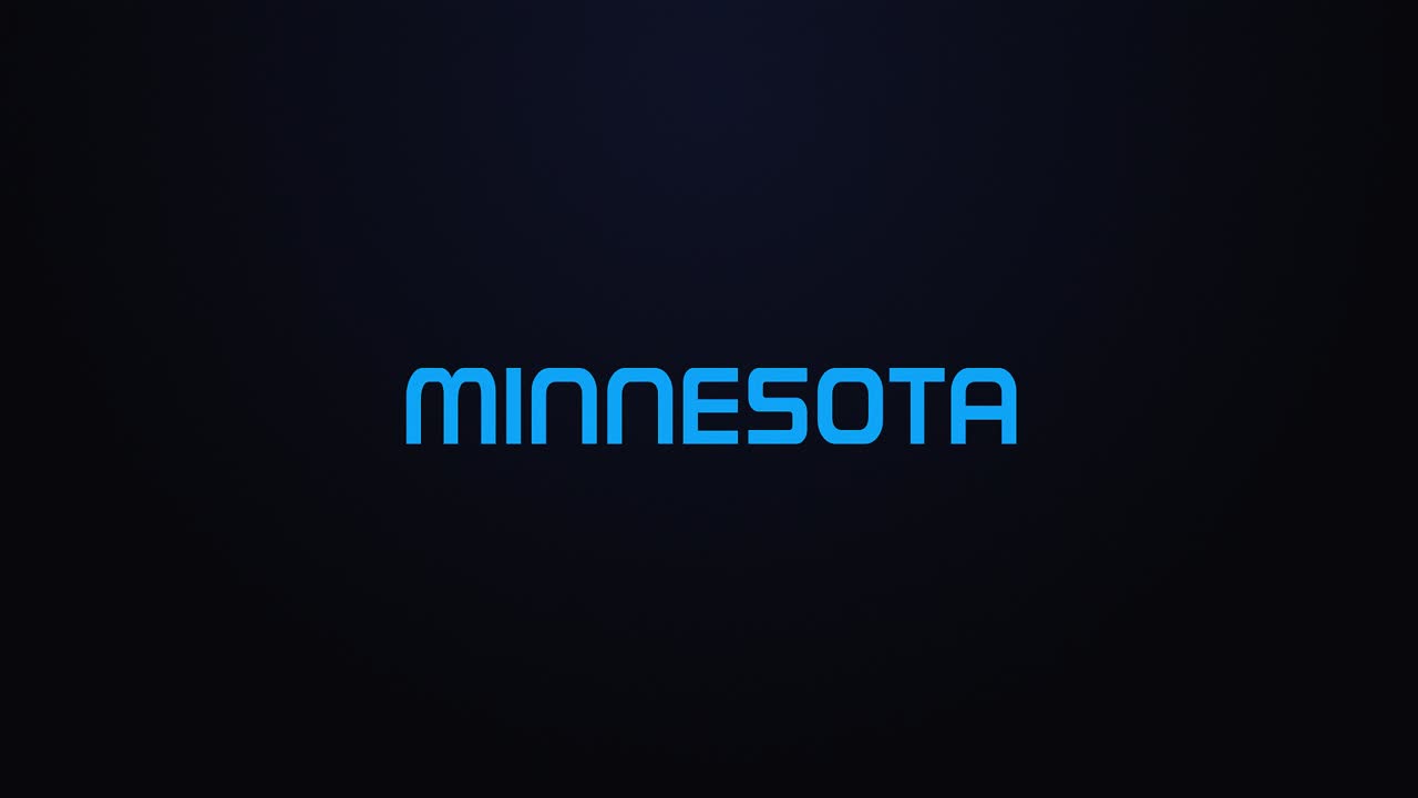 Glowing explosion MINNESOTA text reveal blue and pink