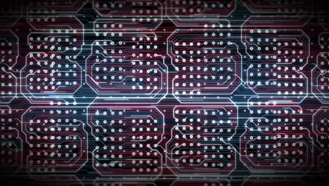 procesamiento de placas de circuitos coloridas fondo en bucle abstracto. animación de concepto de tecnología de servidor