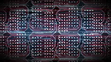 colorful circuit board processing abstract looped background. server technology concept animation