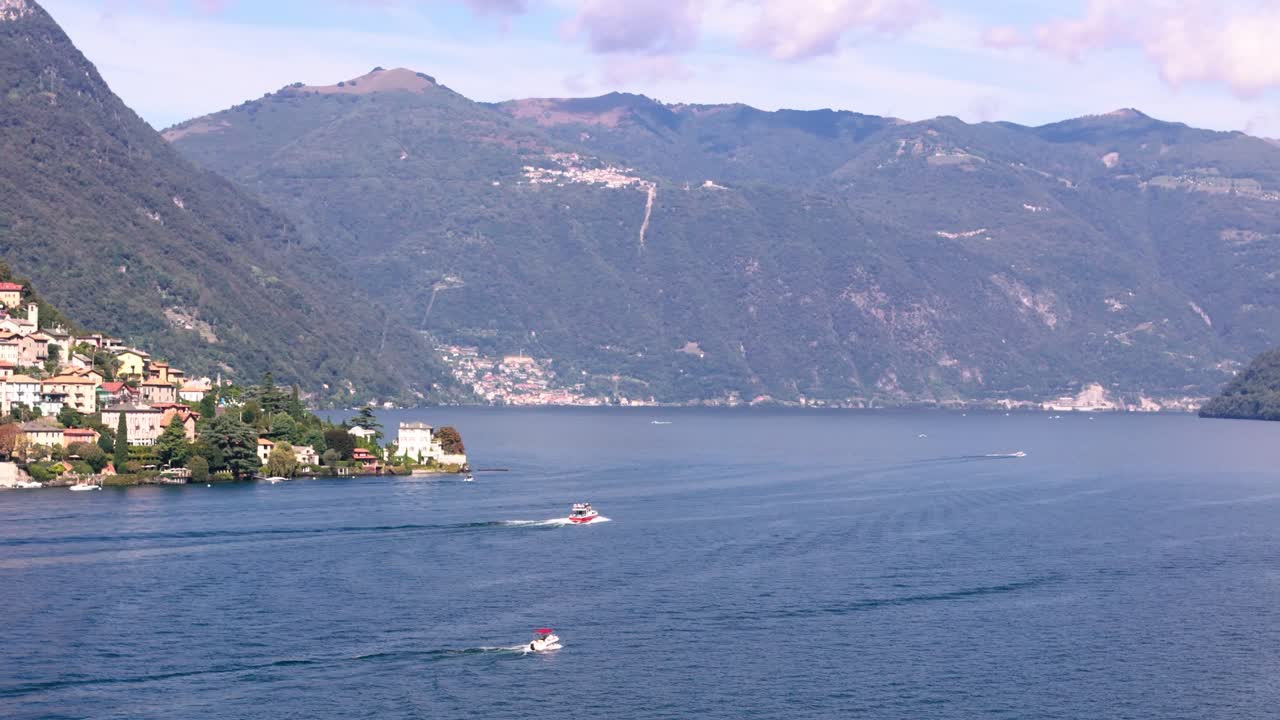 Drone view of Laglio and more at Lake Como, Italy