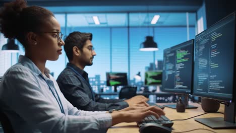 software developers working on code