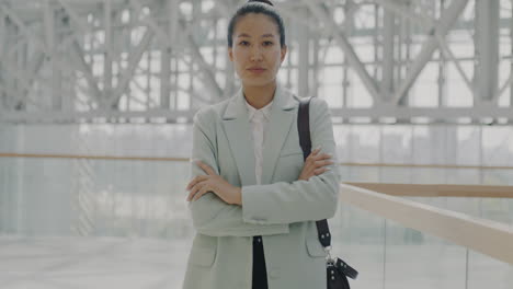 business woman in modern building