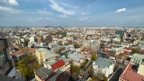 Establishing-shot-of-skyline-of-Bucharest-Romania-on-a-sunny-day