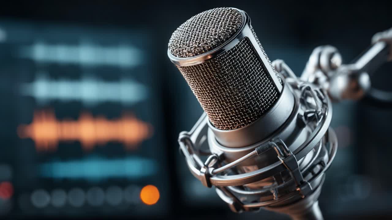 Capturing Sound: The Journey of a Studio Microphone in Action with Advanced Audio Visuals in a Professional Recording Environment