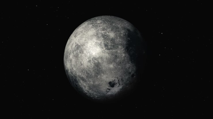 Globo lunar girando, visto do espaço, em loop