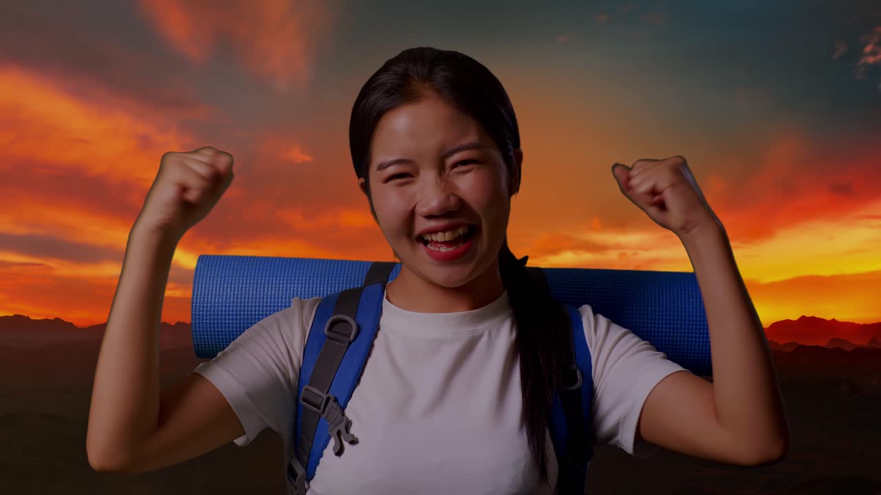 해가 지는 행복한 여행자