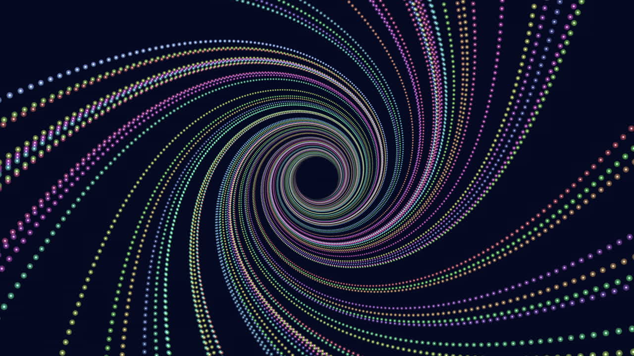 블랙홀에 점이 있는 네온 나선형 선 패턴