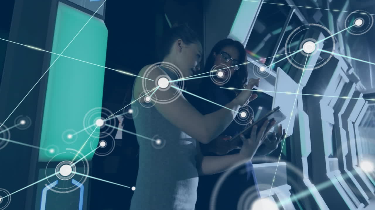 사무실에서 다양한 사업가들과의 연결 네트워크의 활성화