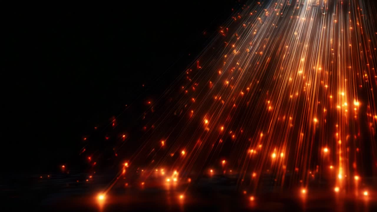 Captivating Stream of Radiant Light Sparks Dancing in Darkness: A Mesmerizing Visual Experience of Twinkling Particles Creating a Stunning Atmosphere of Wonder and Magic