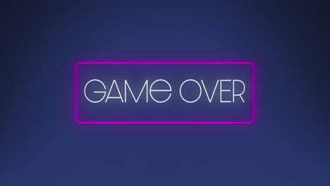 animación del juego sobre texto sobre banner de neón contra fondo azul.
