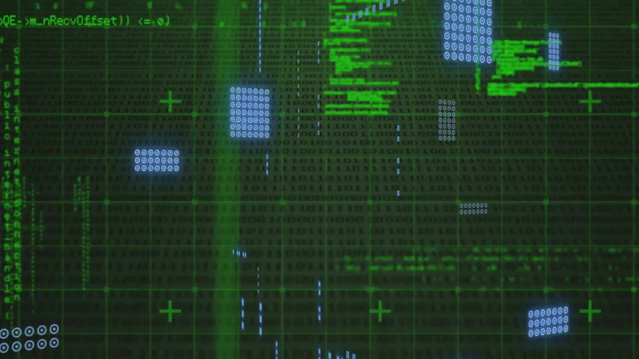 Animation of digital data processing over grid