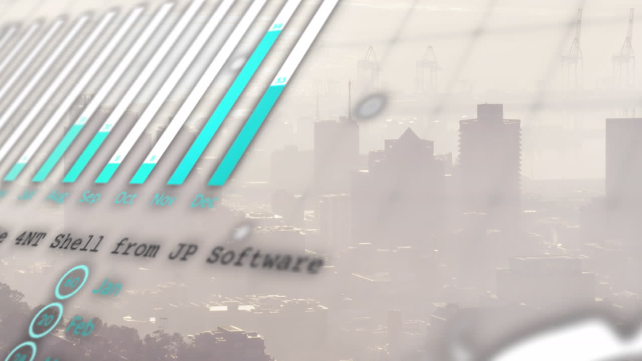 도시 풍경의 공중 전망에 대한 통계 데이터 처리 애니메이션