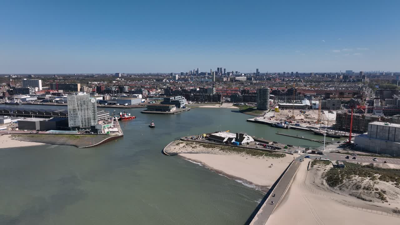 네덜란드 의 한 도시 의 해안가 의 공중 사진