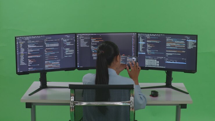 Woman Programmer Working at a Desk