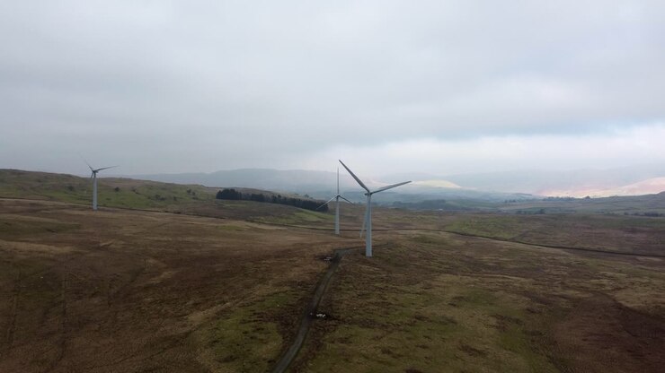 Filmatiske luftopptak av Lambrigg vindpark, Kendal Cumbria, Storbritannia