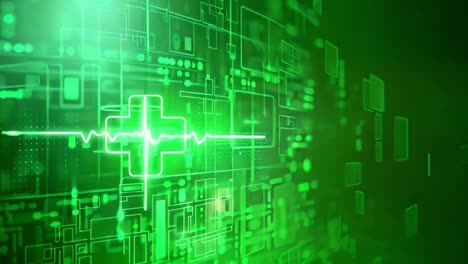 digital healthcare technology background with heartbeat and medical cross