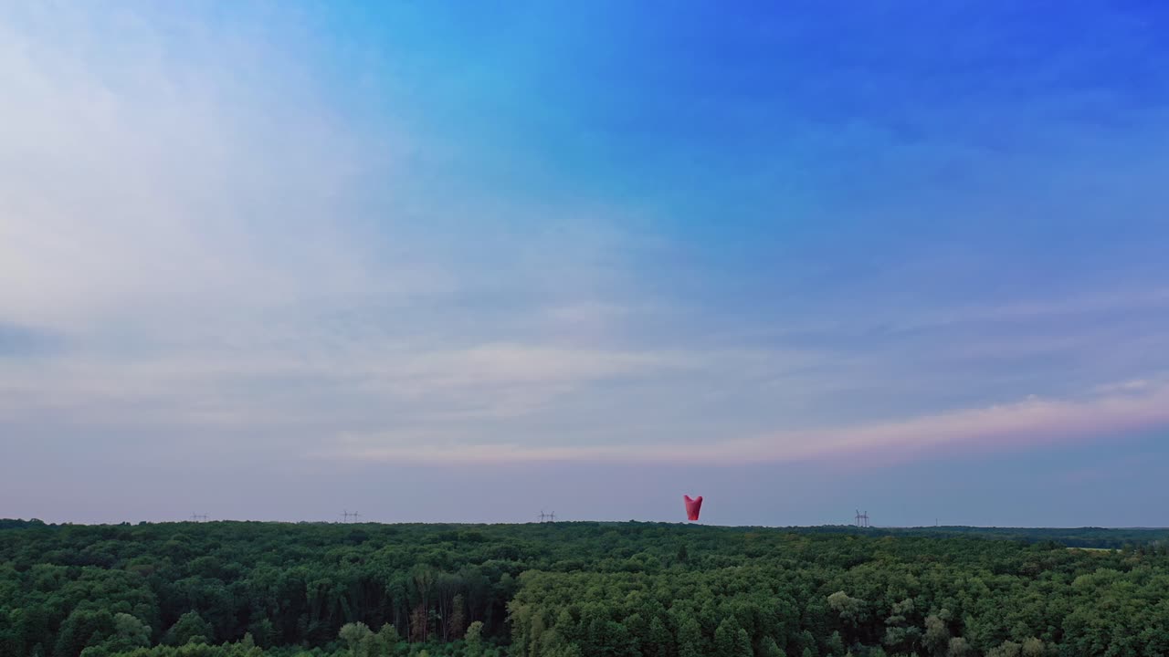 Air ballon in the sky. Light up lanterns flying to the sky