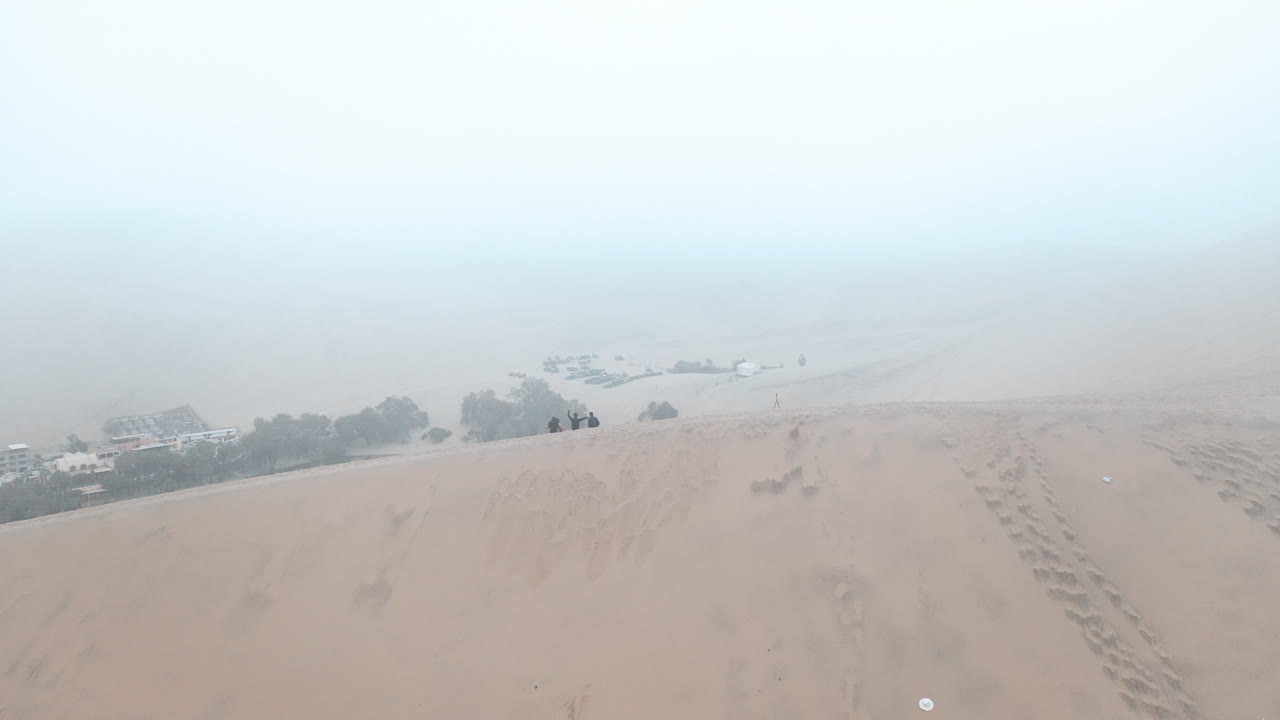 huacachina, 페루, 사막, 드론 공중