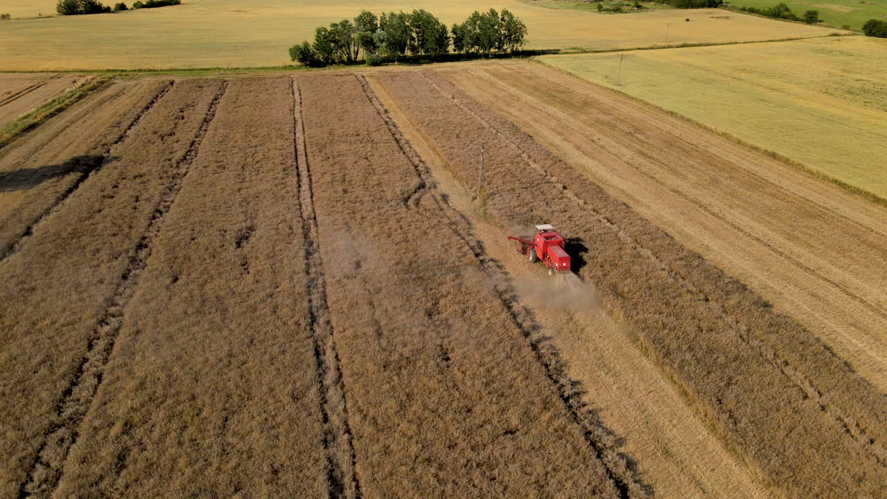Harrowing technology rural agriculture Mlynary Poland aerial