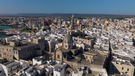 Aerial-View-Of-Monopoli-Town-In-Apulia,-South-Of-Italy---Drone-Shot