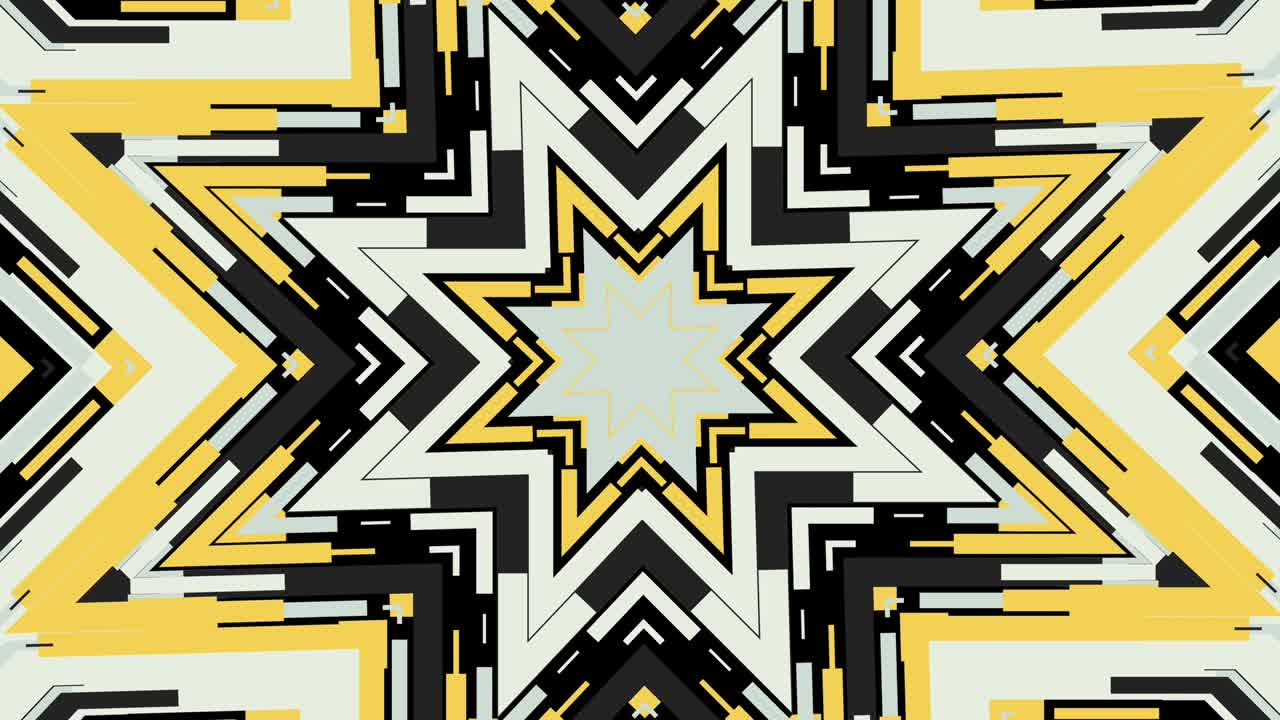 caleidoscopio geométrico abstracto colorido con patrones en movimiento que cambian de color. animación. fondo de movimiento de caleidoscope abstracto