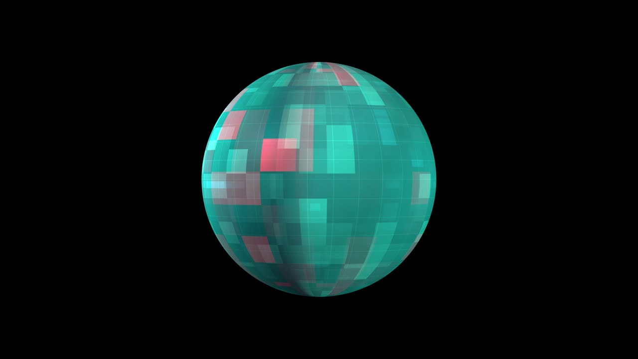 abstract verde rojo hi-tech balón de discoteca futurista. 4k 3d renderización de bucle sin costuras esfera de luz electrónica digital aislada con canal alfa utilizando prores quicktime 4444. elemento orb de ciencia ficción giratorio.