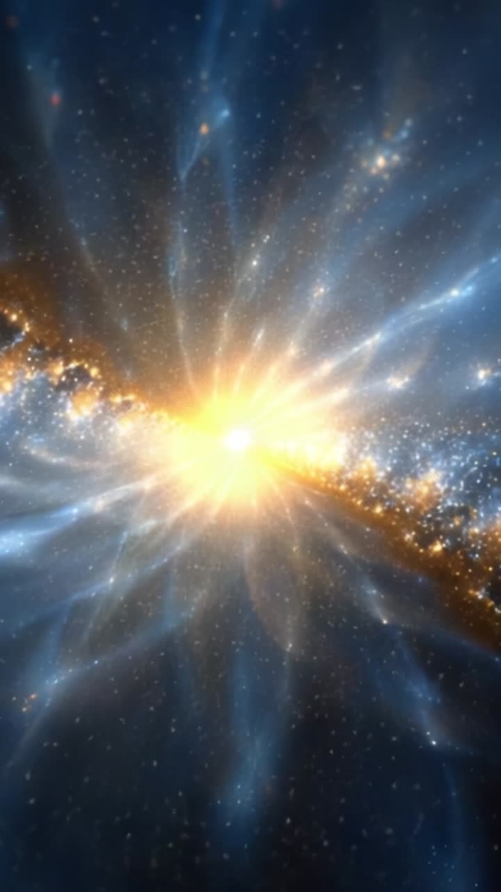 A mesmerizing cosmic explosion that captures the essence of the universe, blending radiant light and swirling galaxies in a breathtaking celestial display