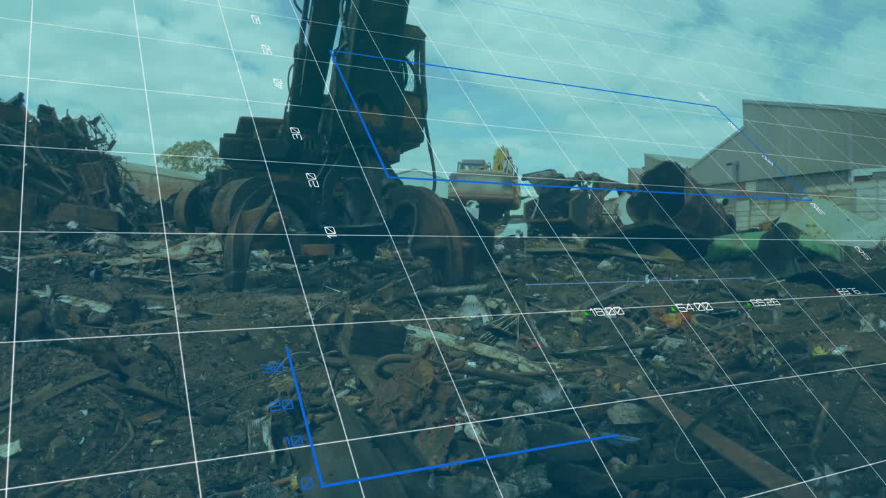 animación del procesamiento de datos sobre el vertedero de basura