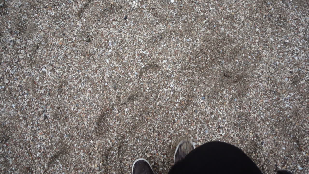 Walk on the beach. Slow motion. Shooting on the beach