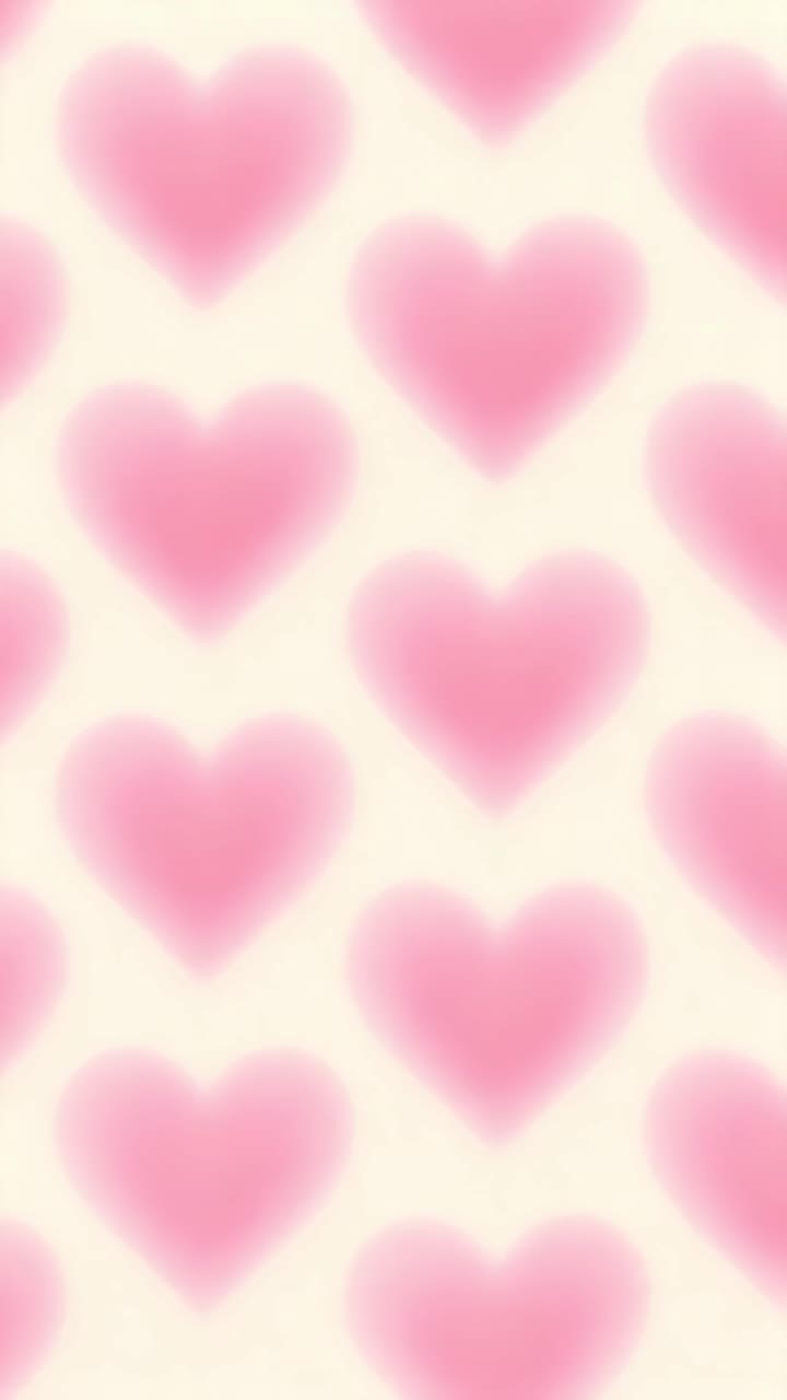 Sfondo video con effetto soft focus e motivo di cuori rosa su sfondo crema
