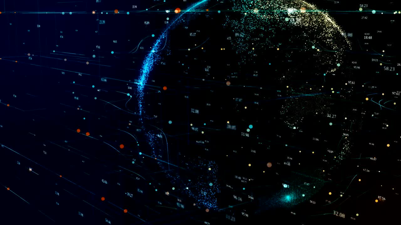 Planet Earth rotating in global futuristic cyber network
