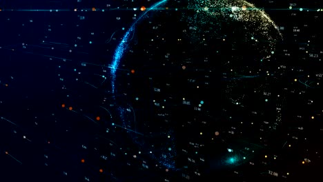 planet earth rotating in global futuristic cyber network