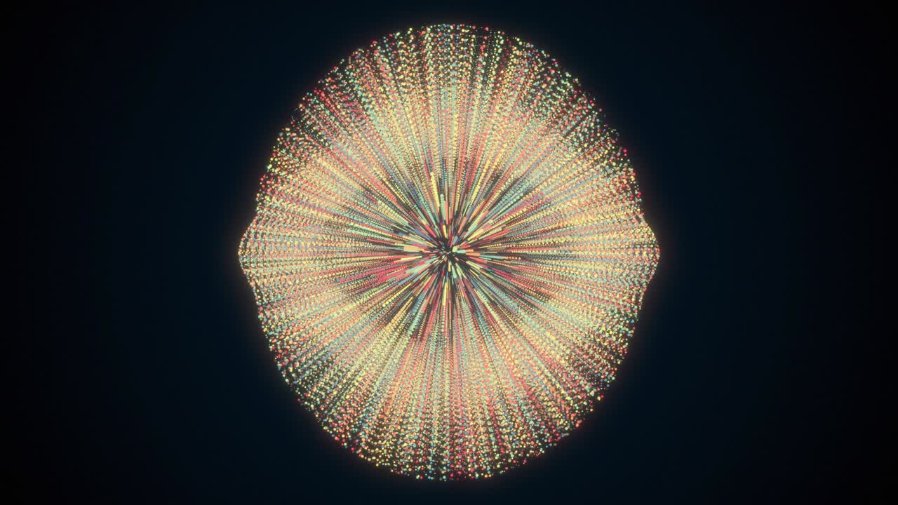 esfera abstracta hecha de partículas y rayas