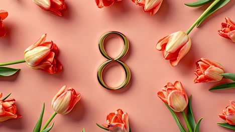international women's day with tulips and number eight