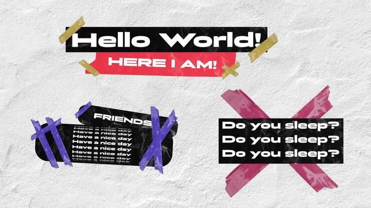 A collage of motivational messages and quotes stuck to a grunge wall with adhesive tape