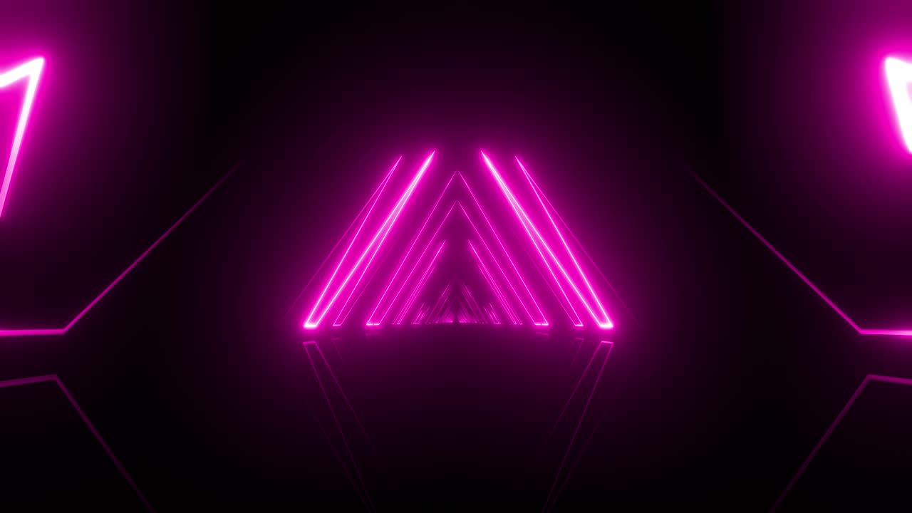 Tunnel del triangolo rosa al neon