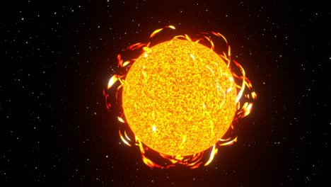 sun solar flare in space background 3d rendering