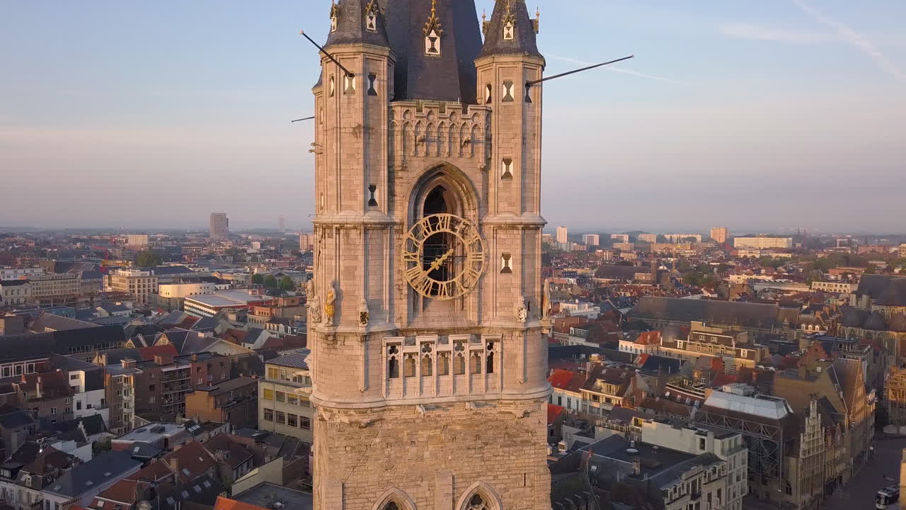 Aerial Parallax shot of Old Bell Tower