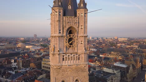 aerial parallax shot of old bell tower