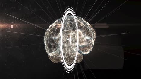 animation of clock moving over brain on black background