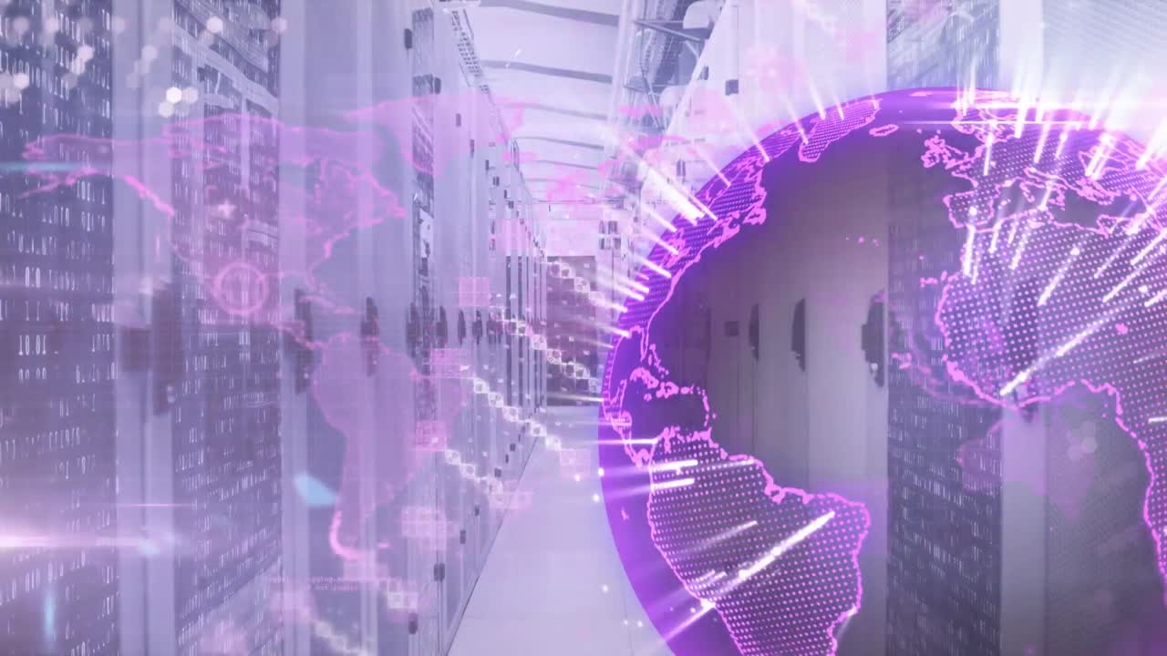 데이터 처리 및 서버  위의 dna 스트랜드와 함께 지구의 애니메이션