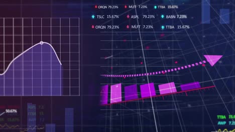 Animation-of-financial-data-processing-on-black-background