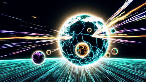 explosive planet in a virtual space