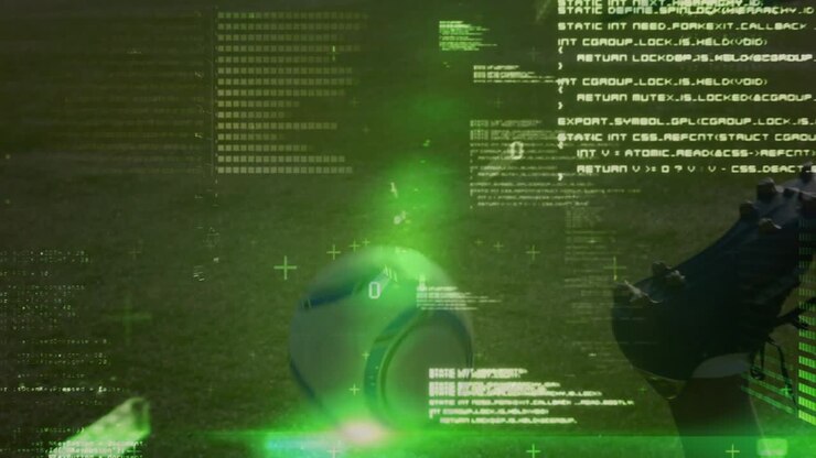 Animation of data processing over african american football player