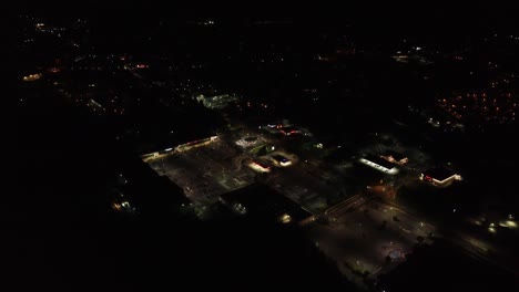 flying over small town at night