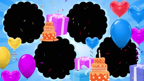 4k happy birthday celebration and party frame decoration background animation colorful flying