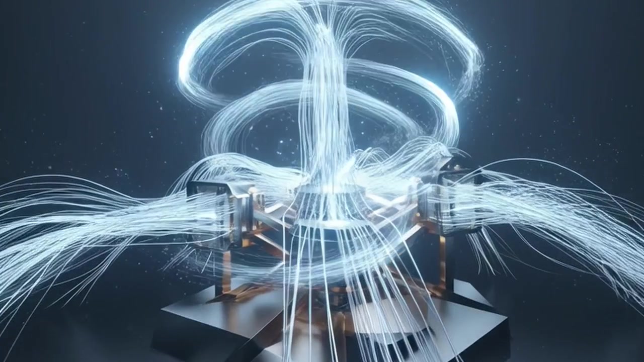 Abstract 3D Animation of Glowing Energy Flowing Through Mechanical Device